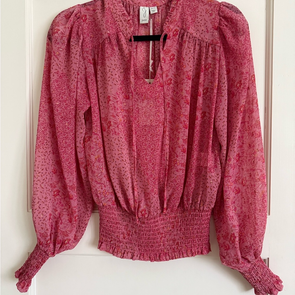JOIE Floral Pink & Gold Blouse